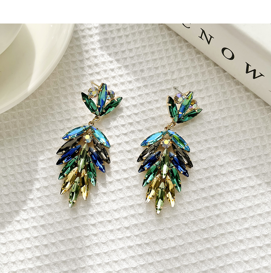 Fashion Blue Alloy Diamond-set Geometric Shape Ear Studs,Drop Earrings
