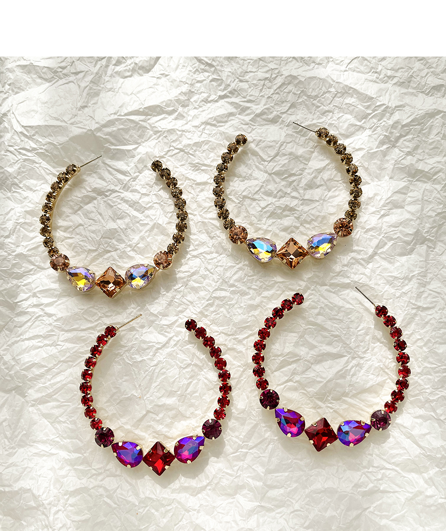 Fashion Color Alloy Diamond Circle Stud Earrings,Hoop Earrings