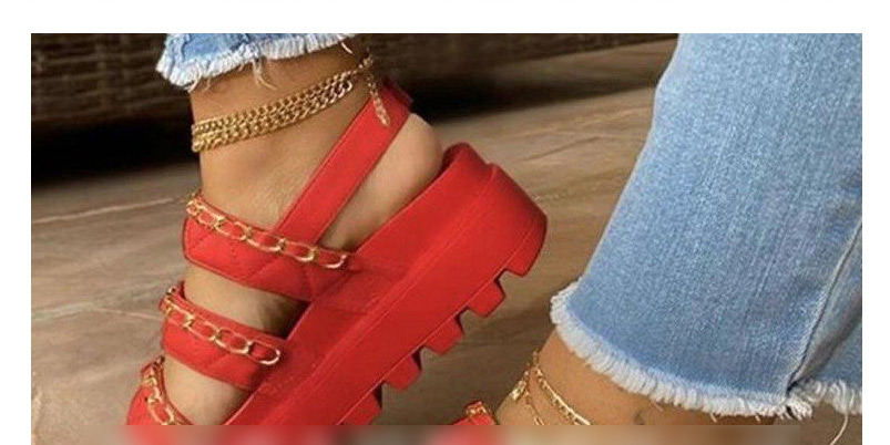 Fashion White Platform Sandals With Metal Chain,Slippers