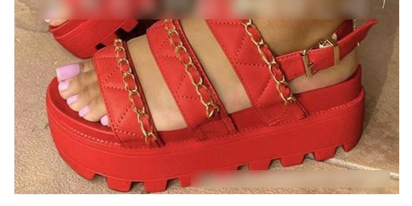 Fashion Red Platform Sandals With Metal Chain,Slippers