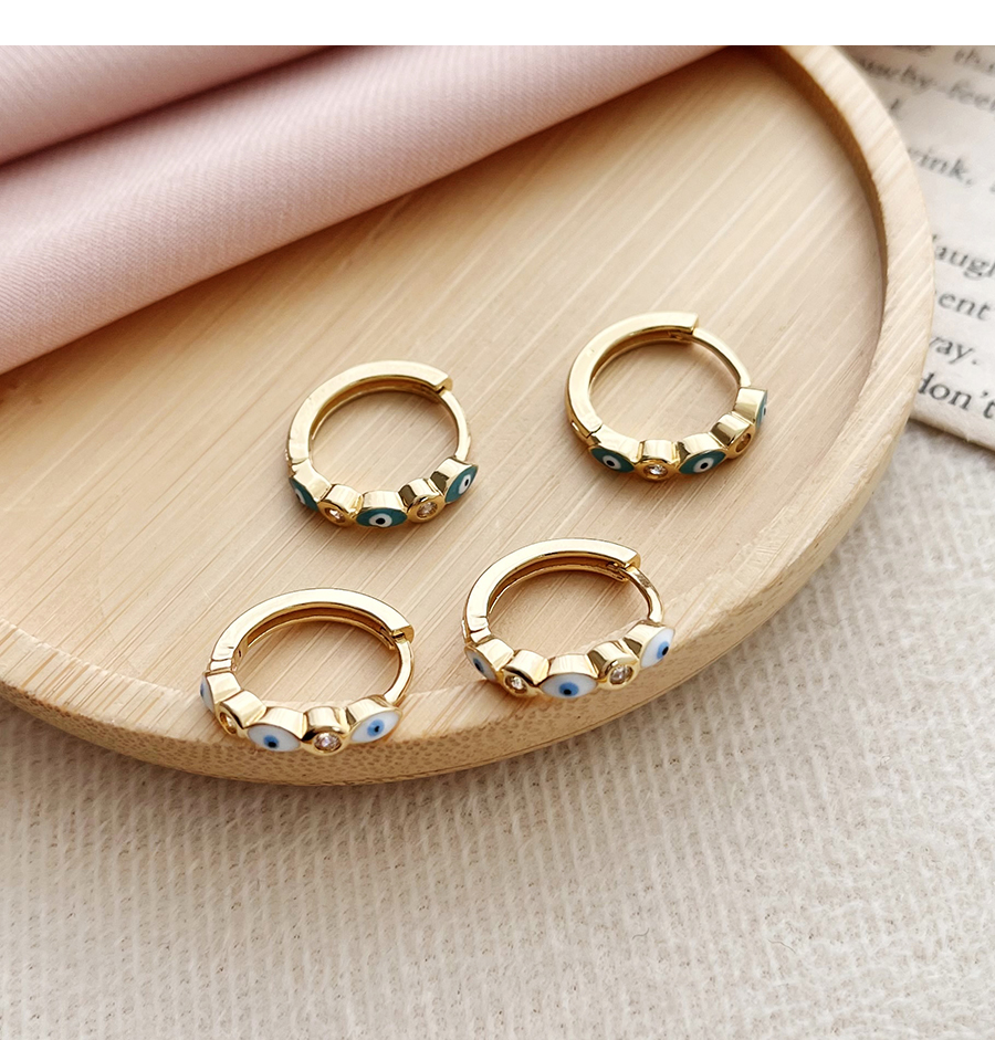 Fashion White Copper Inlaid Zircon Eye Stud Earrings,Earrings