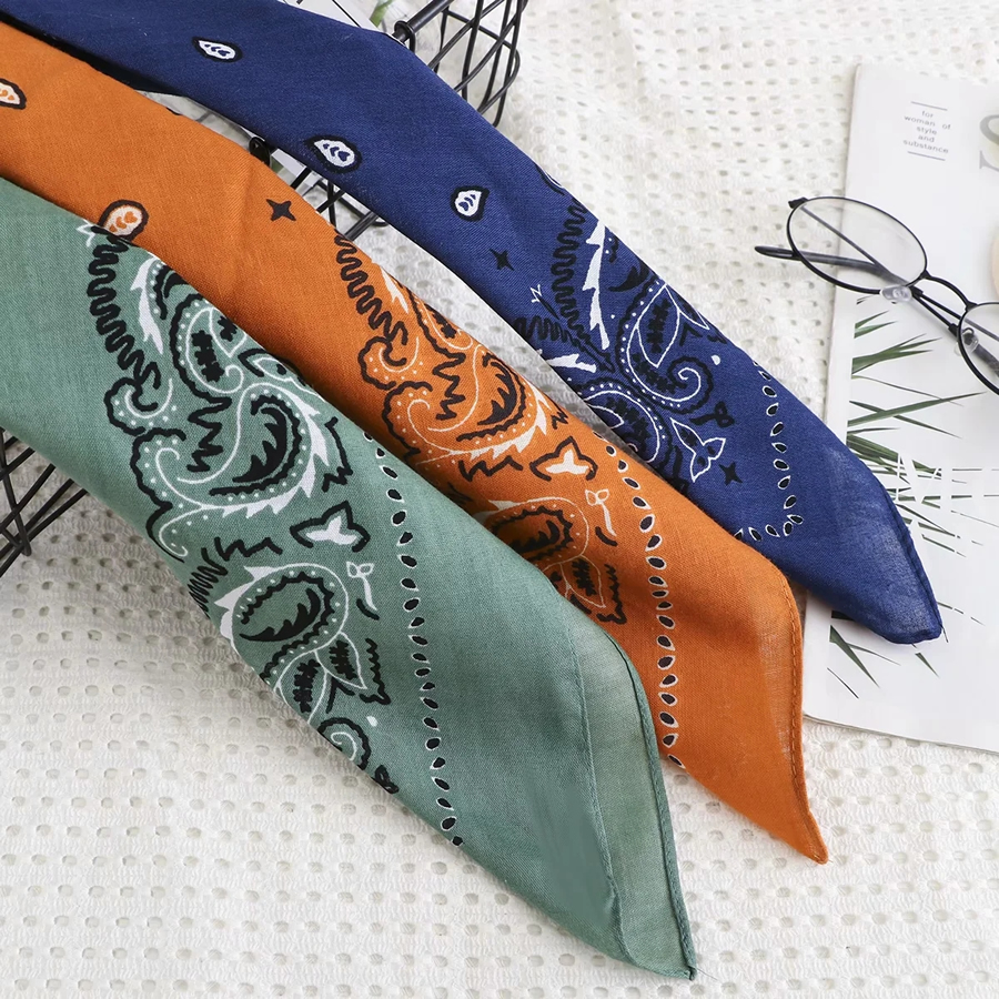 Fashion Green Cashew Flower Printed Small Square Scarf,Thin Scaves