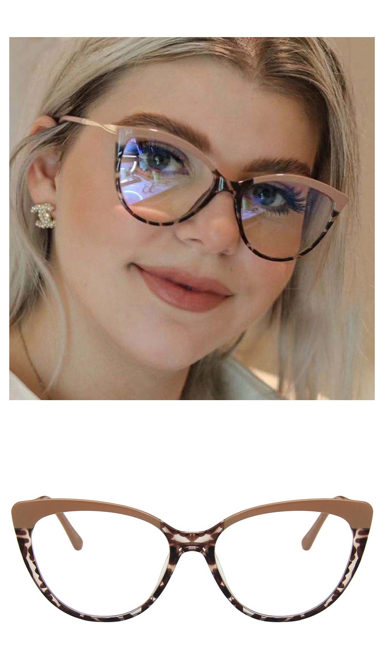 Fashion Apricot Flower Tr Anti-blue Light Cat Eye Large Frame Flat Lens,Fashion Glasses