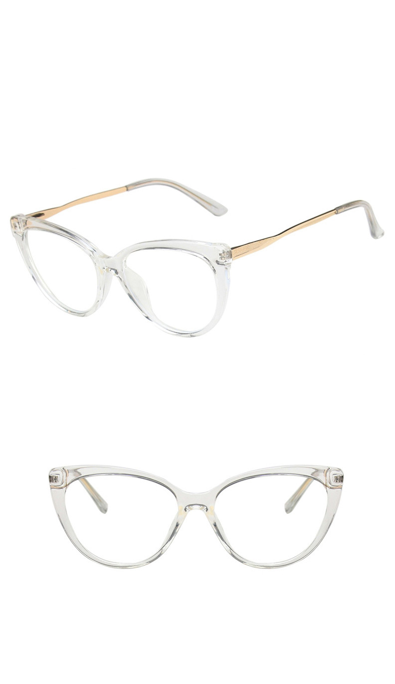 Fashion Transparent White Tr Anti-blue Light Cat Eye Large Frame Flat Lens,Fashion Glasses