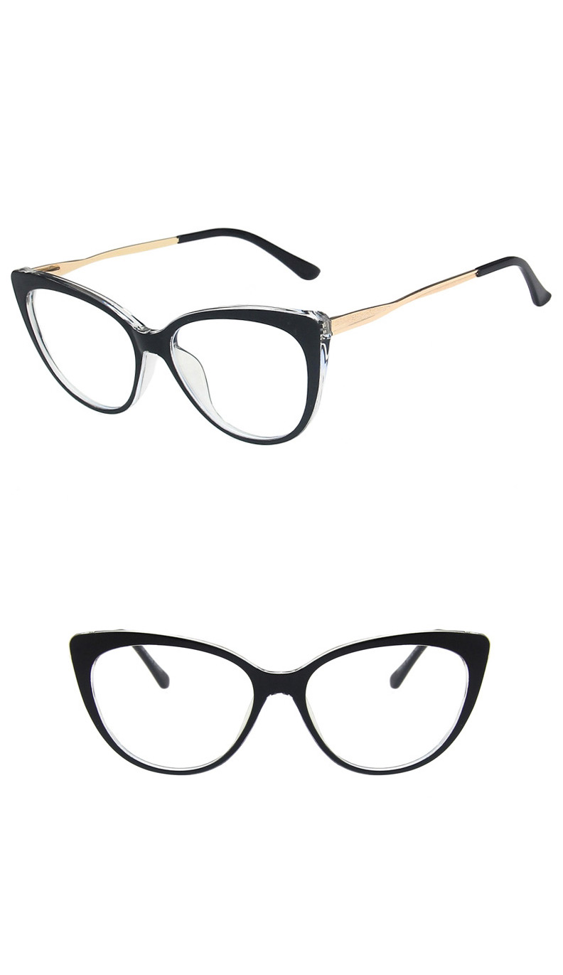 Fashion Khaki Tr Anti-blue Light Cat Eye Large Frame Flat Lens,Fashion Glasses