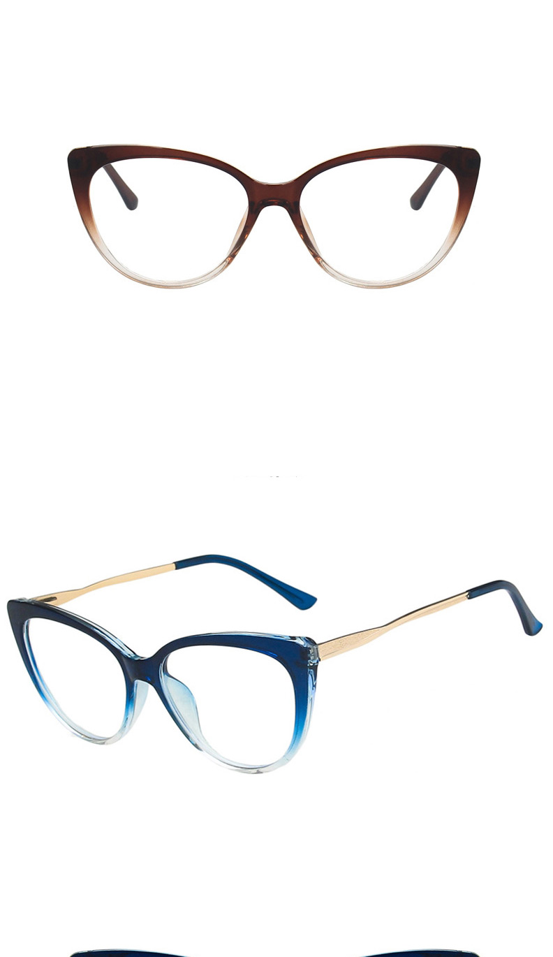 Fashion Gradient Tea Tr Anti-blue Light Cat Eye Large Frame Flat Lens,Fashion Glasses