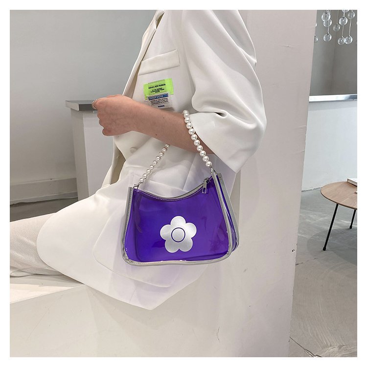Fashion Light Blue Transparent Pearl Handbag,Handbags