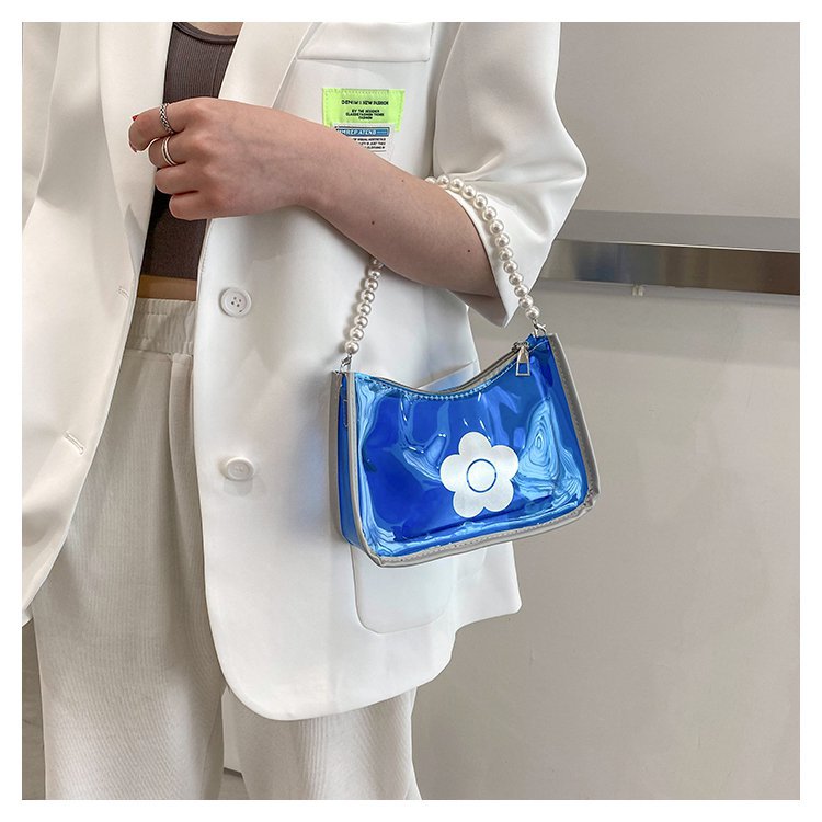 Fashion Blue Transparent Pearl Handbag,Handbags