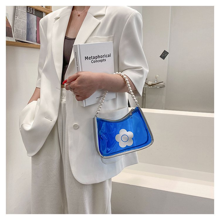 Fashion Blue Transparent Pearl Handbag,Handbags