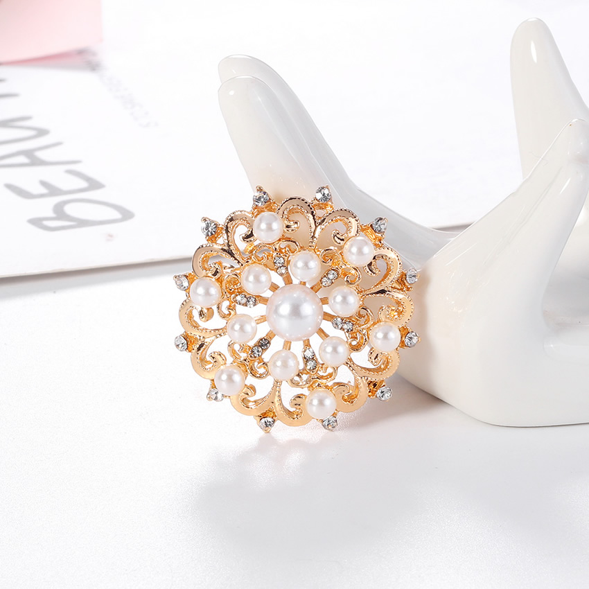Fashion Gold Color Alloy Diamond Pearl Flower Brooch Necklace Dual Use,Korean Brooches