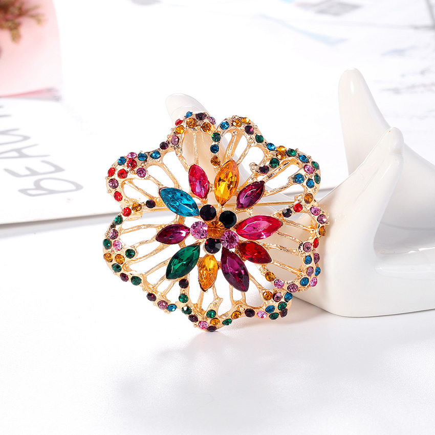 Fashion Color Alloy Diamond Flower Brooch Necklace Dual Use,Korean Brooches