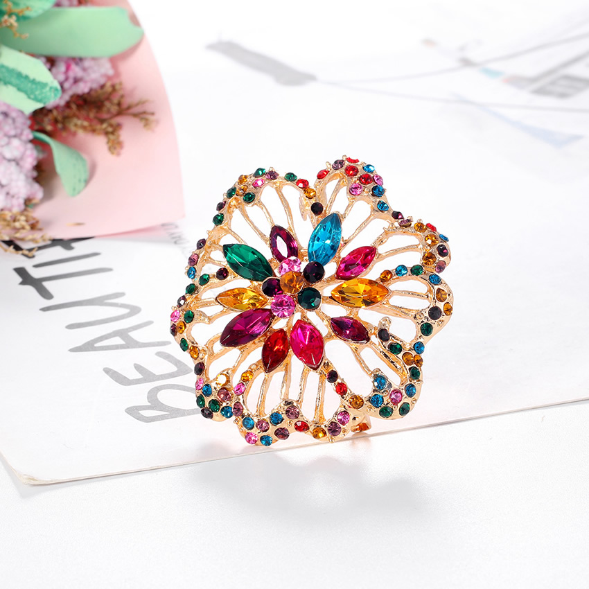 Fashion Color Alloy Diamond Flower Brooch Necklace Dual Use,Korean Brooches