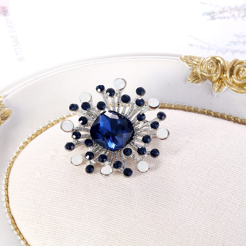 Fashion Blue Alloy Diamond And Gemstone Flower Brooch Necklace Dual Purpose,Korean Brooches