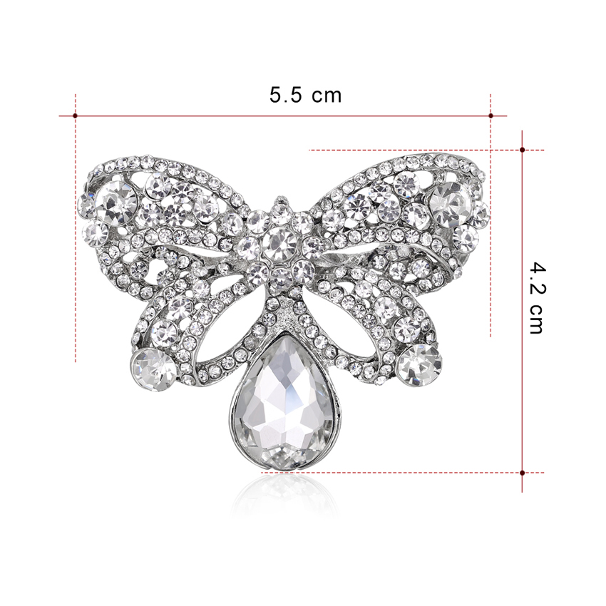 Fashion Silver Color Alloy Diamond Butterfly Brooch Necklace Dual Use,Korean Brooches