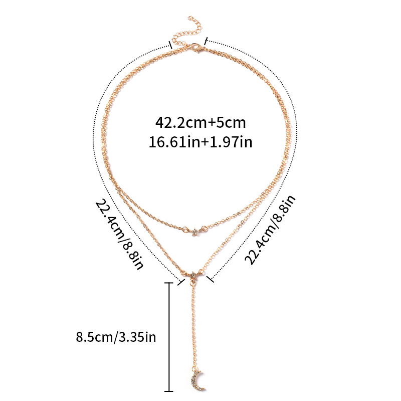 Fashion Gold Color Alloy Double Crescent Y-shaped Pendant Necklace,Pendants