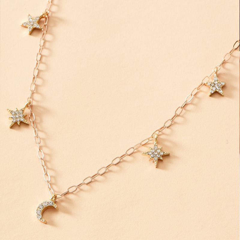 Fashion Gold Color Alloy Crescent Star Necklace,Fashion Rings