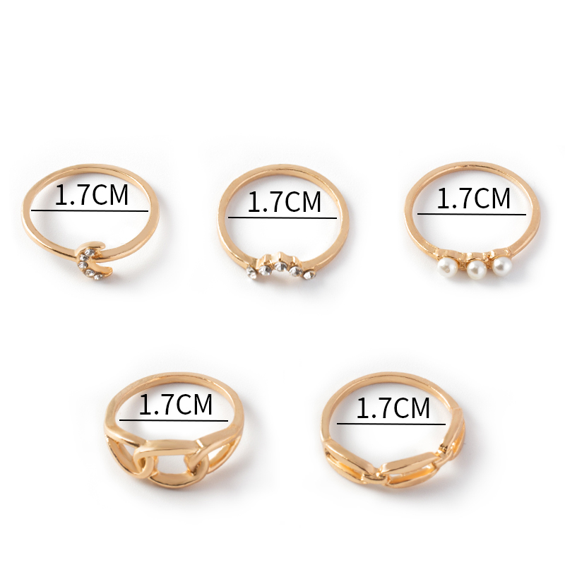 Fashion Gold Color 5-piece Set Of Alloy Diamond Crescent Geometric Ring,Fashion Rings