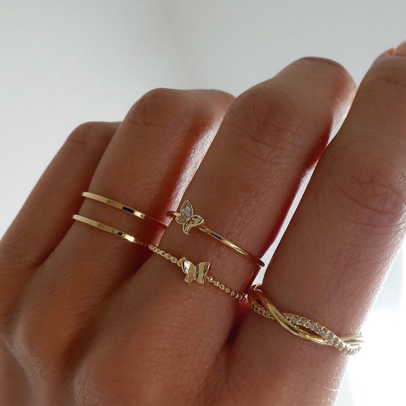 Fashion Gold Color 5-piece Set Of Alloy Diamond Geometric Ring,Fashion Rings