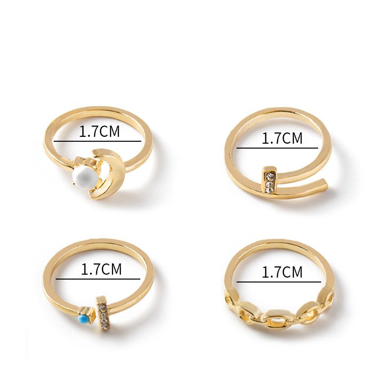 Fashion Gold Color 4-piece Set Of Alloy Diamond Geometric Ring,Hoop Earrings