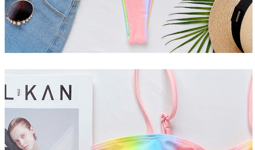 Fashion Pink Tie-dye Lace-up Swimsuit,Bikini Sets