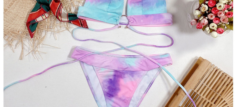 Fashion Pink Lace-up Smudge Cross-piece Swimsuit,Bikini Sets