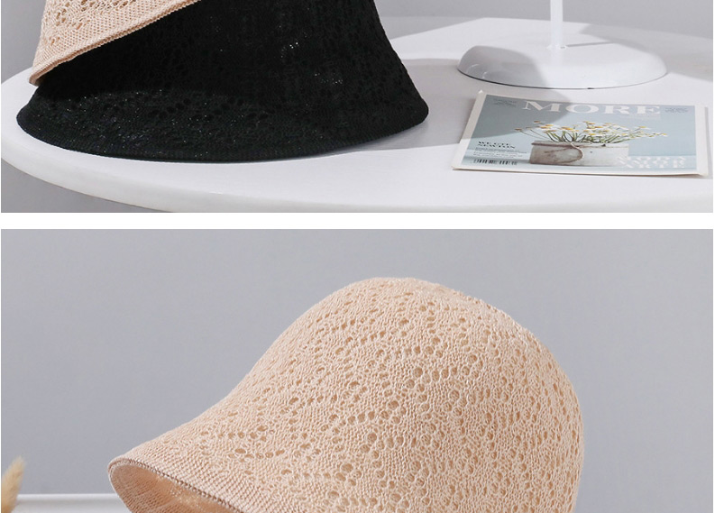 Fashion Khaki Ice Hemp Silk Double-sided Hollow Texture Bucket Hat,Sun Hats