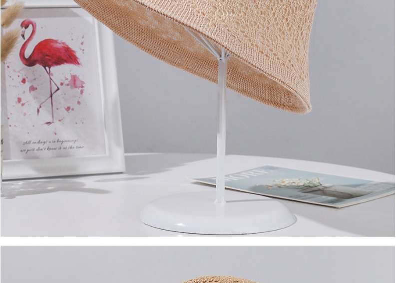 Fashion Khaki Ice Hemp Silk Double-sided Hollow Texture Bucket Hat,Sun Hats