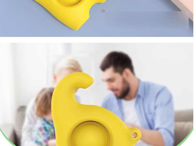 Fashion Elephant Monochrome Yellow Decompression Keychain Pressing Toy,Household goods