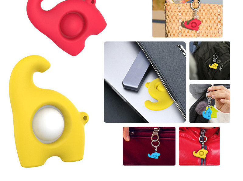Fashion Elephant Monochrome Red Decompression Keychain Pressing Toy,Household goods