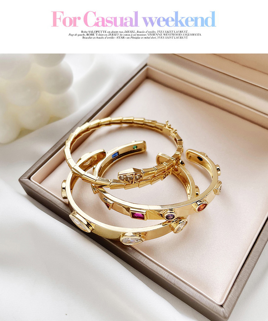 Fashion Golden Copper Inlaid Zircon Serpentine Bracelet,Fashion Bangles