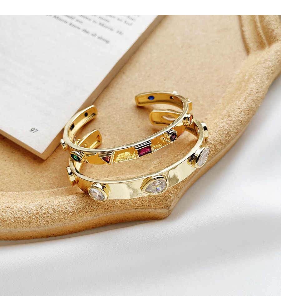 Fashion Golden Copper Inlaid Zircon Geometric Bracelet,Fashion Bangles