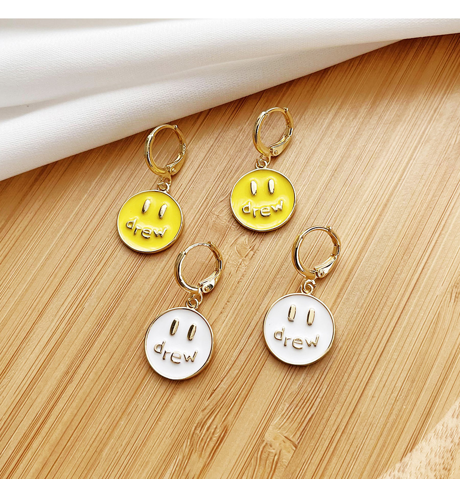 Fashion White Copper Dripping Smiley Face Emoticon Pack Earrings,Earrings