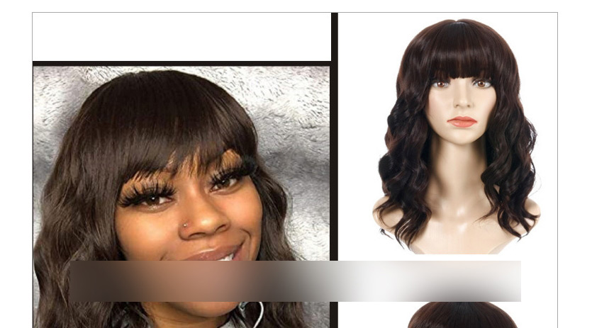 Fashion Red Wine Chemical Fiber Medium And Long Curly Hair Wig,Wigs
