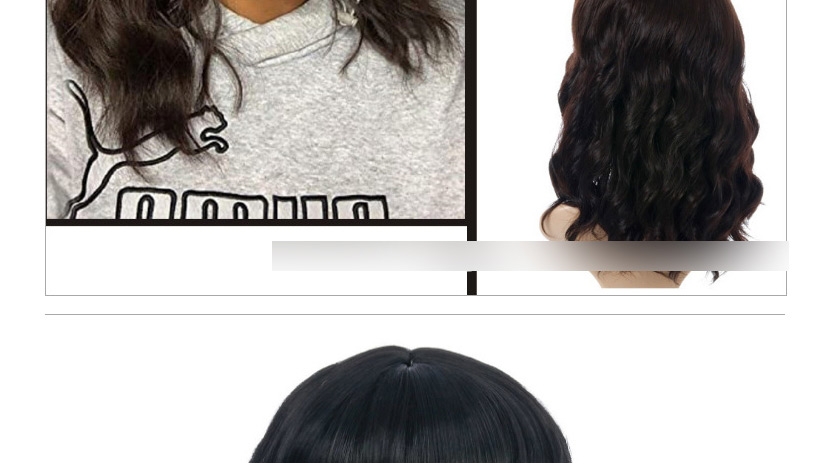 Fashion Black Chemical Fiber Medium And Long Curly Hair Wig,Wigs