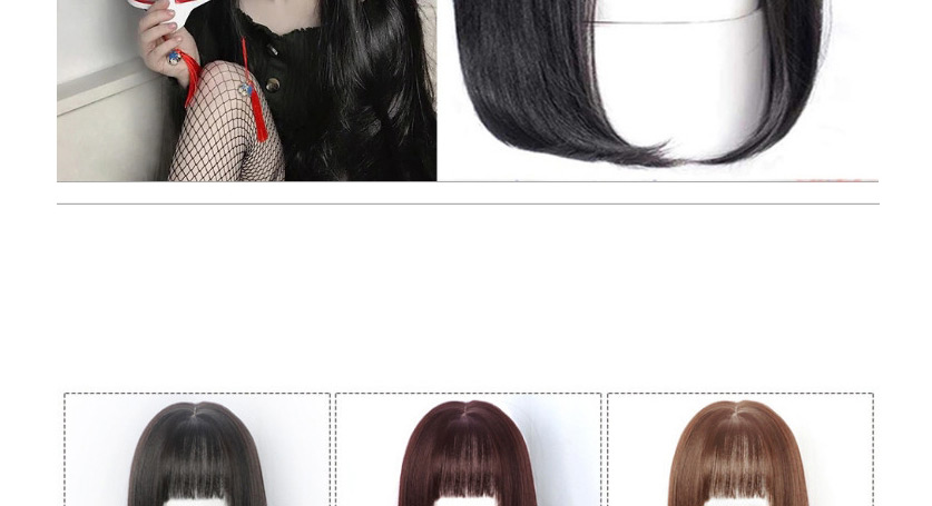 Fashion Dark Brown Black Long Straight Princess Cut Full Headgear Wig,Wigs