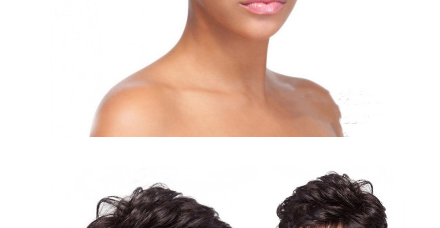 Fashion Dark Brown Super Short Curly Hairstyle Wig Set,Wigs