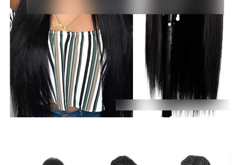 Fashion Black Chemical Fiber High Temperature Silk Long Straight Hair Wig,Wigs
