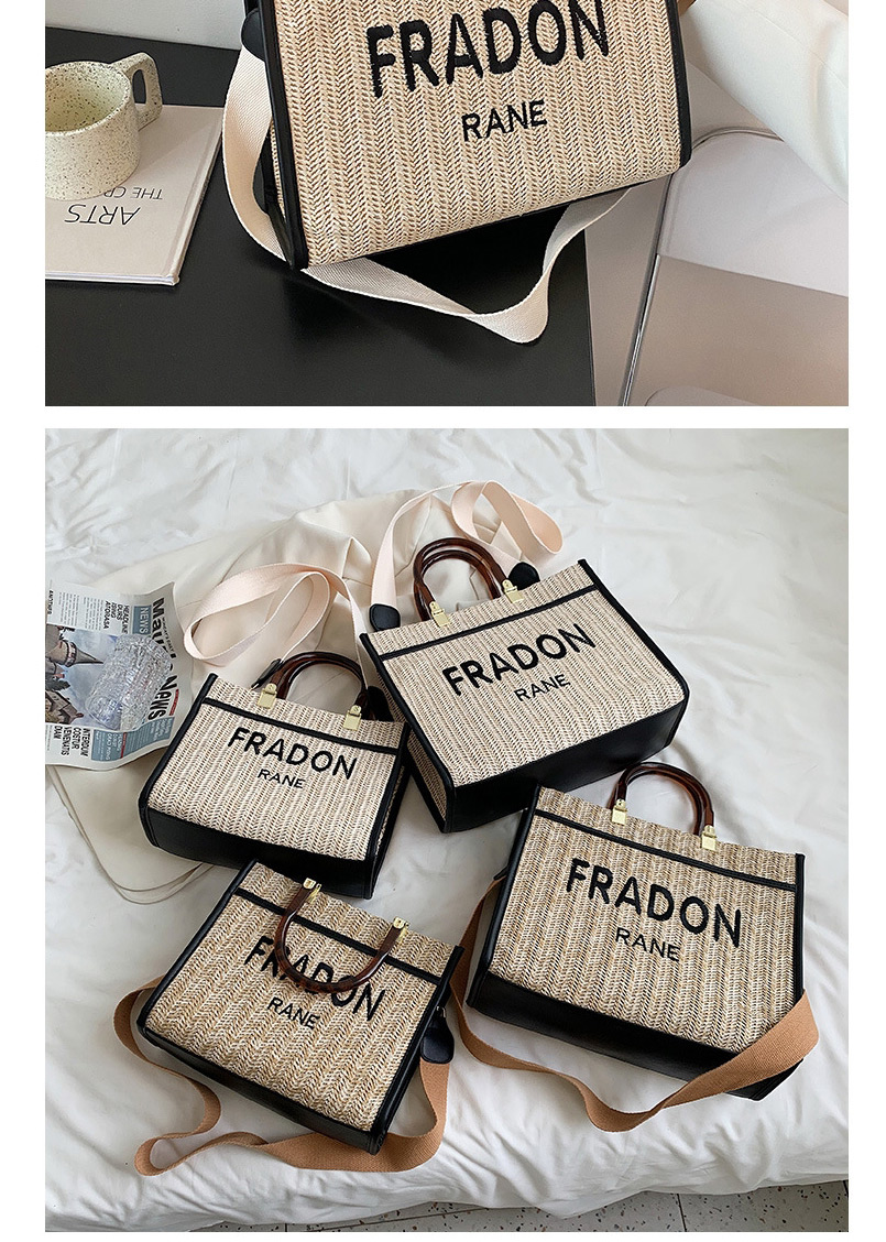 Fashion Small Beige Bamboo Straw Letter Tote Tote Bag,Handbags