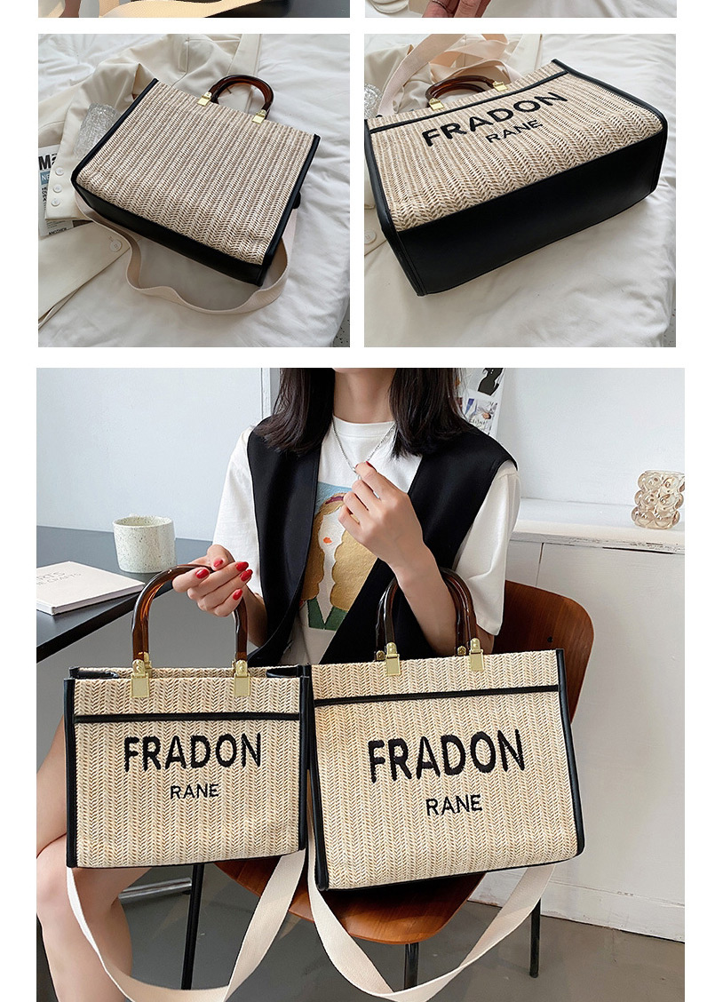 Fashion Small Beige Bamboo Straw Letter Tote Tote Bag,Handbags