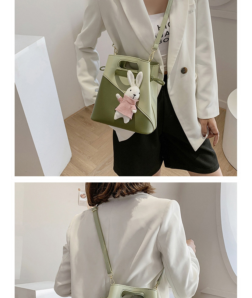 Fashion Yellow Stitching Bunny Pendant Portable Messenger Bag,Shoulder bags