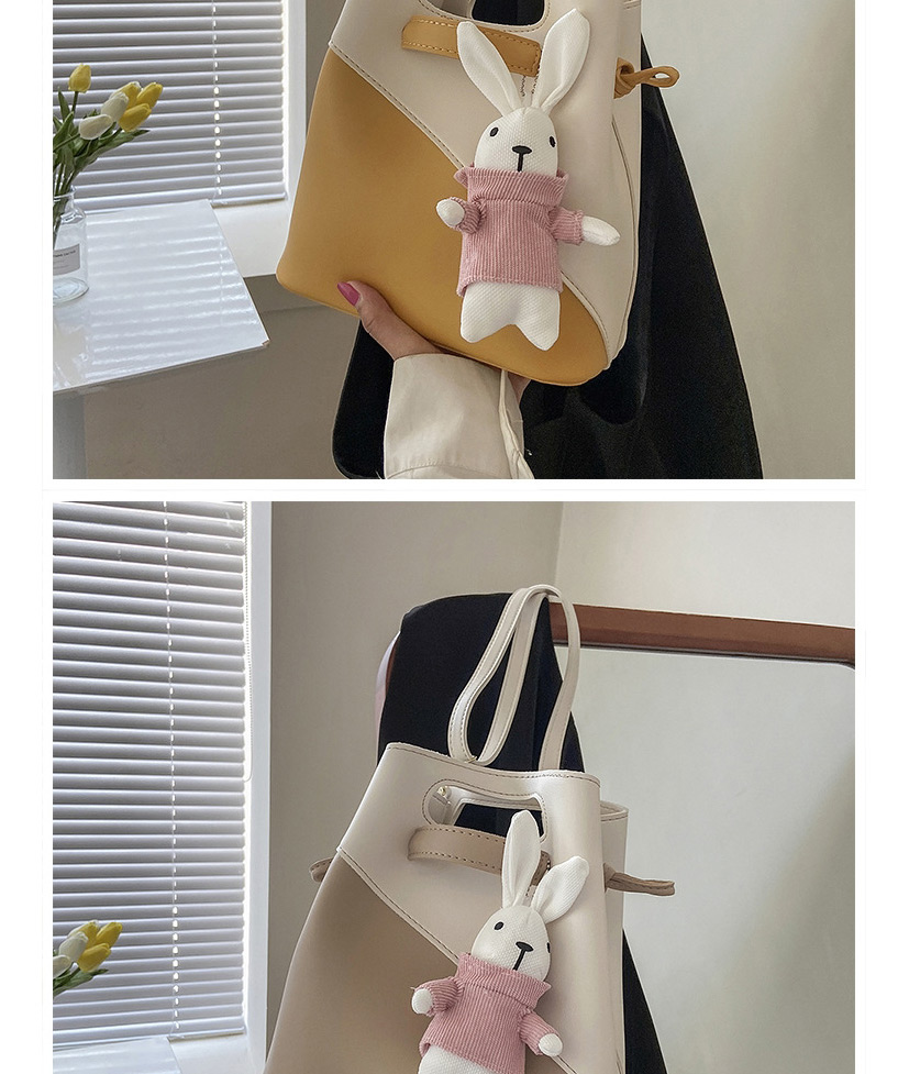 Fashion Pink Stitching Bunny Pendant Portable Messenger Bag,Shoulder bags