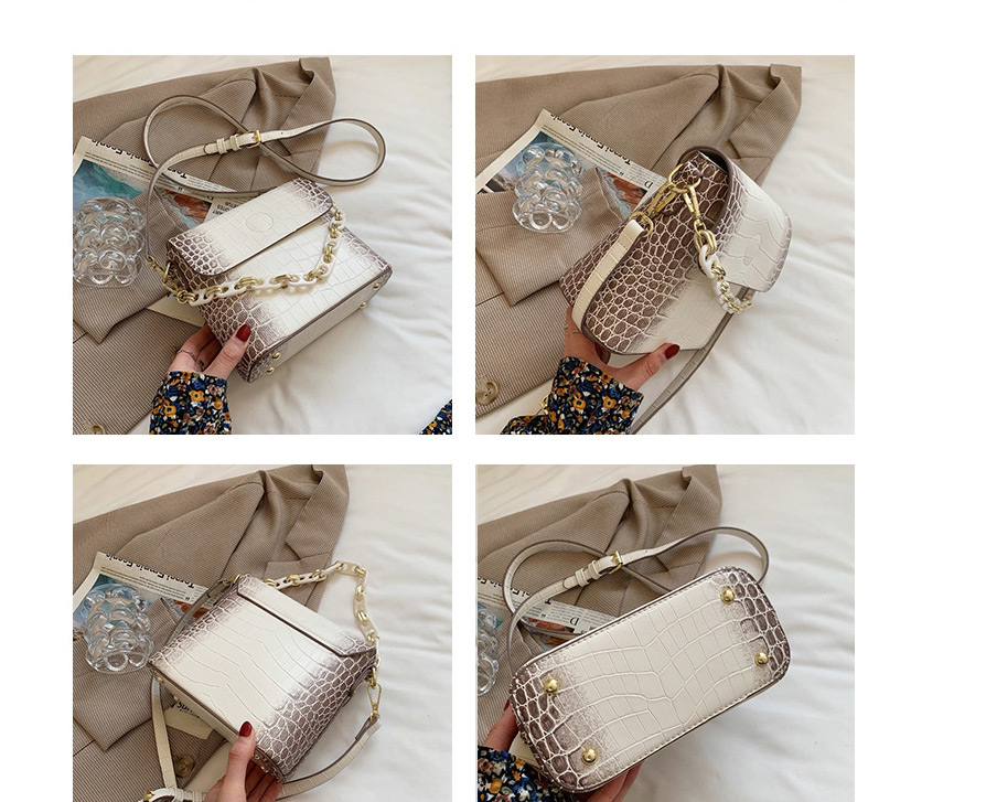 Fashion White Crocodile Pattern Chain Stitching Crossbody Handbag,Shoulder bags