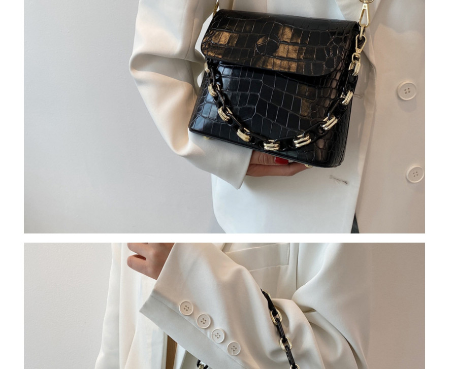 Fashion White Crocodile Pattern Chain Stitching Crossbody Handbag,Shoulder bags