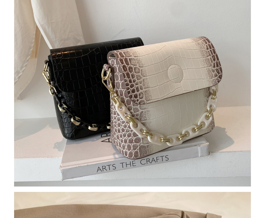 Fashion Black Crocodile Pattern Chain Stitching Crossbody Handbag,Shoulder bags