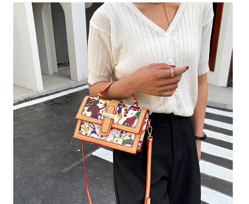 Fashion Brown Printed Contrasting Handbag Shoulder Bag,Shoulder bags
