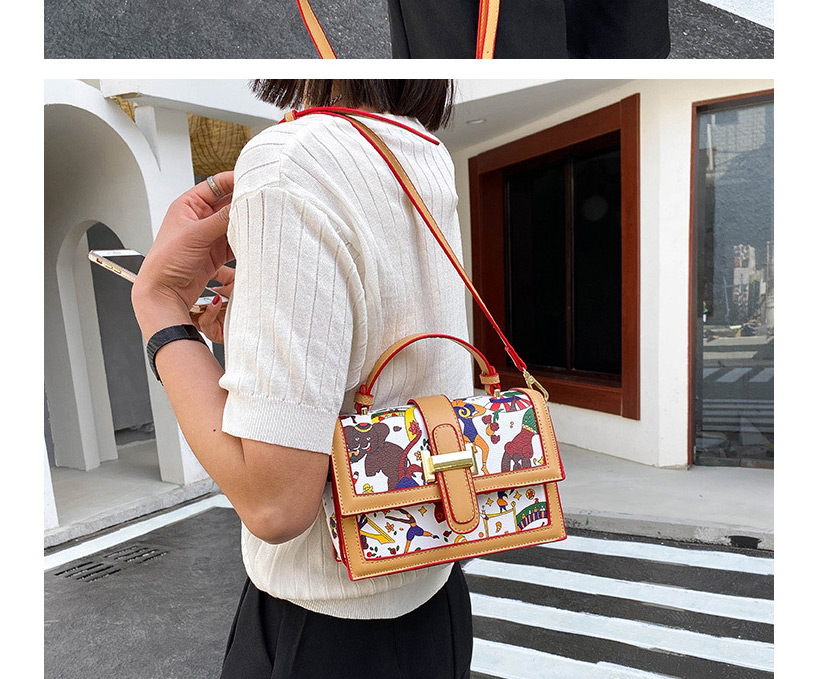 Fashion White Printed Contrasting Handbag Shoulder Bag,Shoulder bags