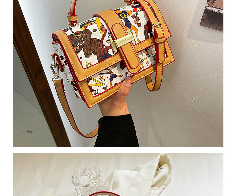 Fashion Brown Printed Contrasting Handbag Shoulder Bag,Shoulder bags