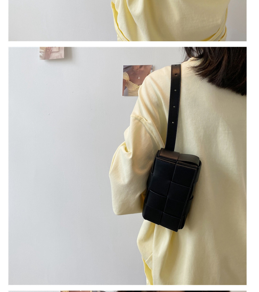 Fashion Cream Yellow Square Chain Woven One-shoulder Messenger Bag,Shoulder bags