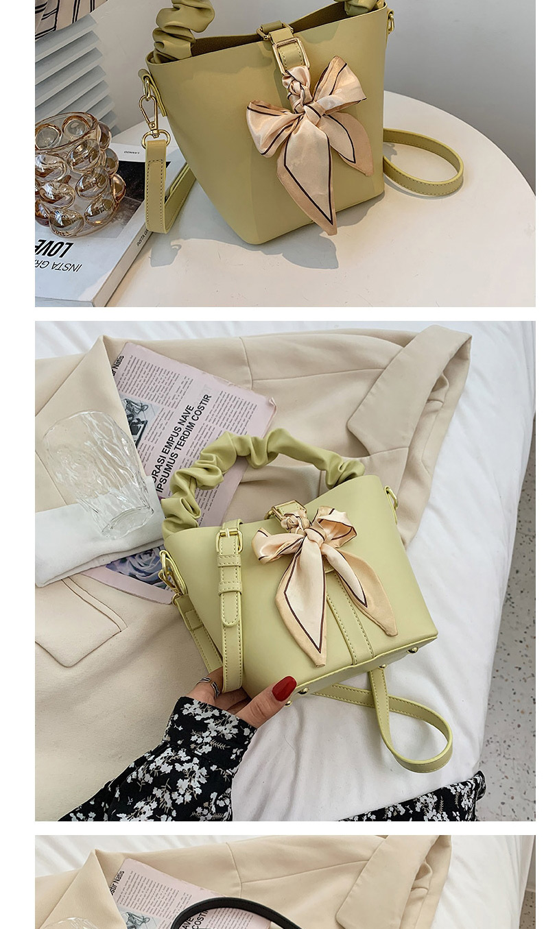 Fashion Beige Folded Portable Ribbon Bow Belt Buckle Messenger Picture Bag,Shoulder bags