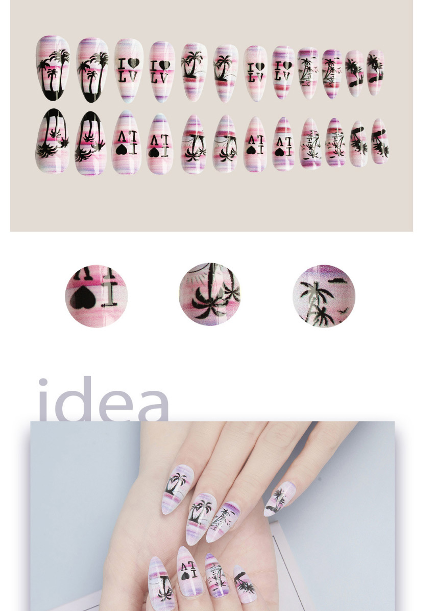 Fashion 5# Long Fake Nails Butterfly Leopard Island Nail Patch,Nails
